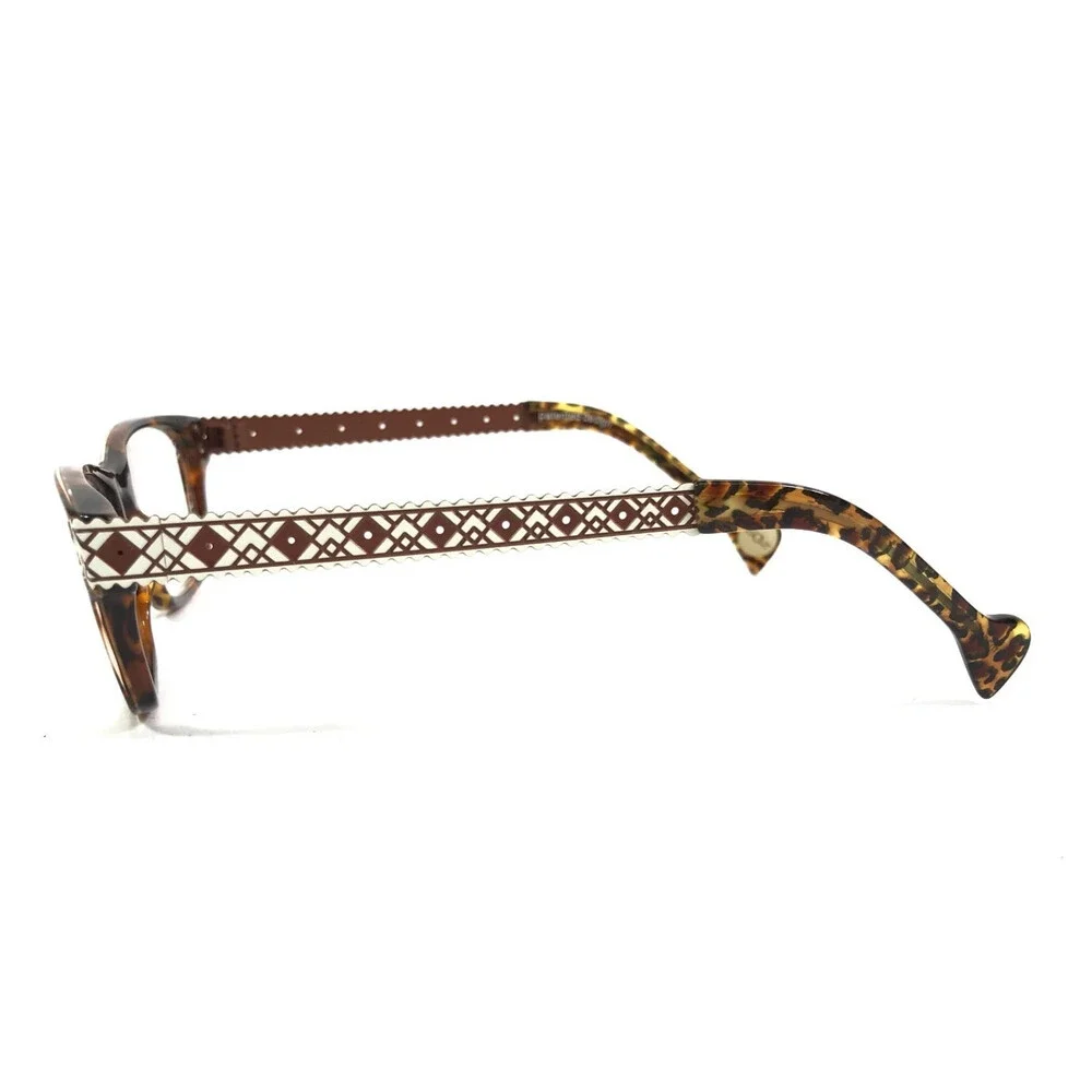 BOZ Eyeglasses Frames ZIGGY 9010 Panther White Brown Argyle Arms 53-15-137